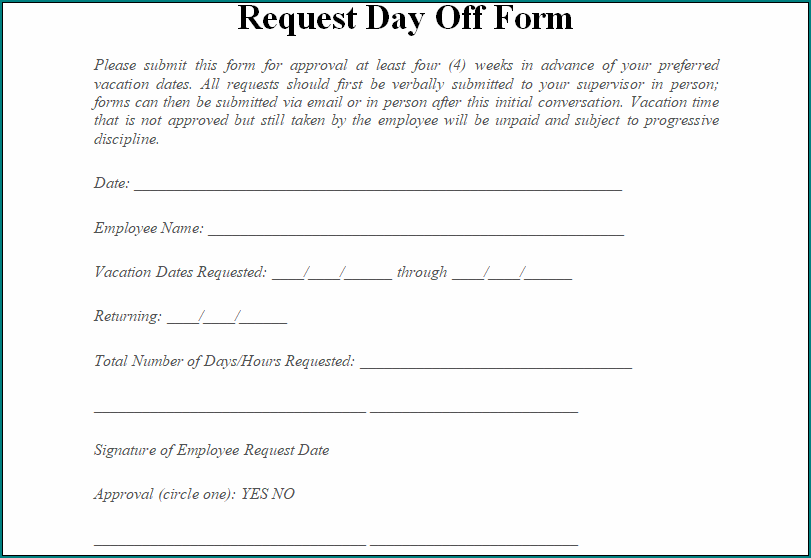  Free Printable Request Day Off Form Bogiolo