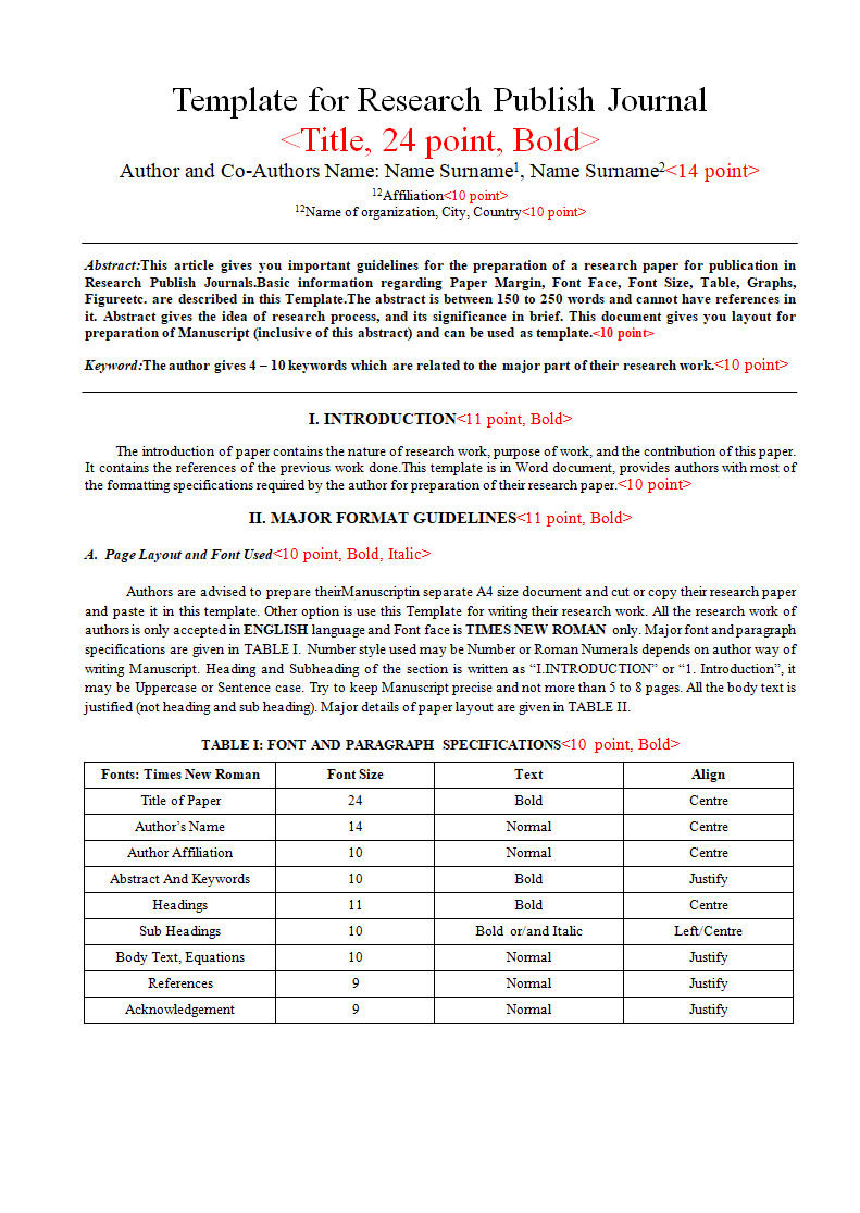 Research Paper Template Research Paper Template