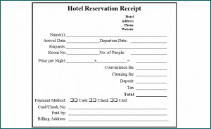 Reservation Receipt Template