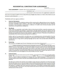 Residential Construction Contract Template