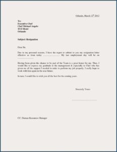 Resignation Letter From Work Sample