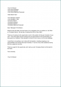Resignation Letter Template Sample