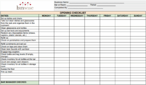 Restaurant Opening Closing Hour Checklist Template