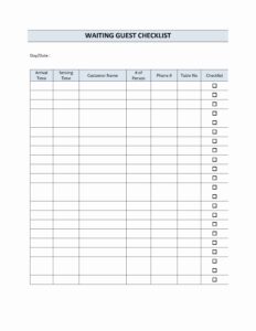 Restaurant Waiting List Template