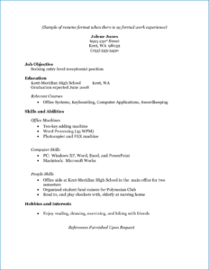 Resume Template with No Work Experience Example