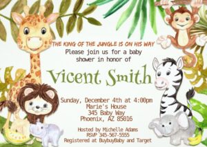 Safari Baby Shower Invitation Template Sample