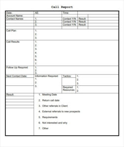 Sales Call Report Form