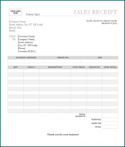 》Free Printable Sales Receipt Template
