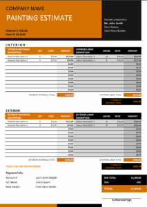 Sample Painting Estimate Template