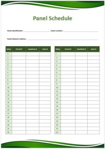 Sample Panel Schedule Template