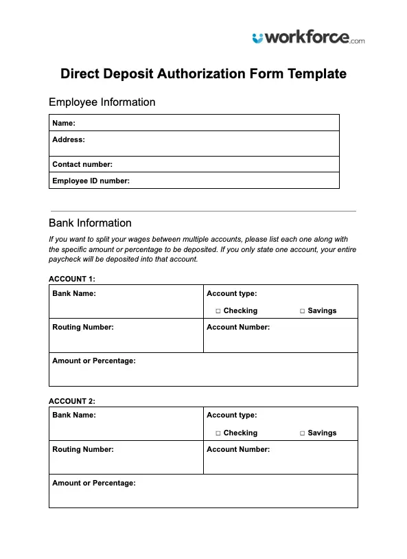 Sample Payroll Direct Deposit Form Sample Payroll Direct Deposit Form