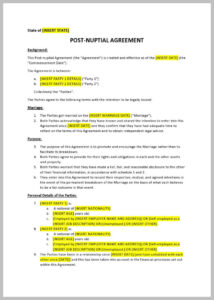 Sample Postnuptial Agreement Template