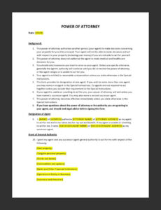 Sample Power of Attorney Letter Template