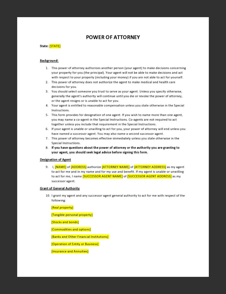 Sample Power of Attorney Letter Template Sample Power of Attorney Letter Template