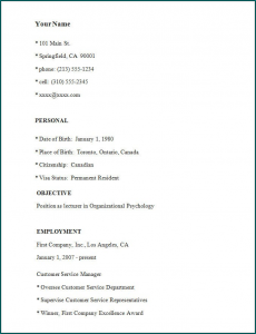Sample Resume Format Example