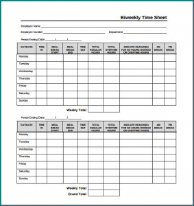 》Free Printable Biweekly Timesheet Template