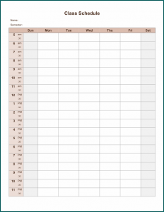 》Free Printable Blank Class Schedule Template