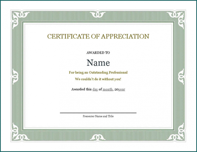 》Free Printable Certificate Of Recognition Template