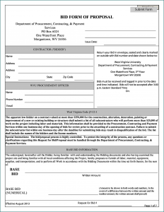 Sample of Construction Bid Sheet Template