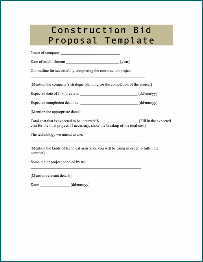 Sample of Construction Proposal Template