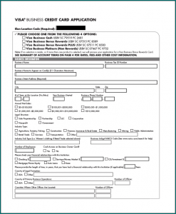 Sample of Credit Card Application Form