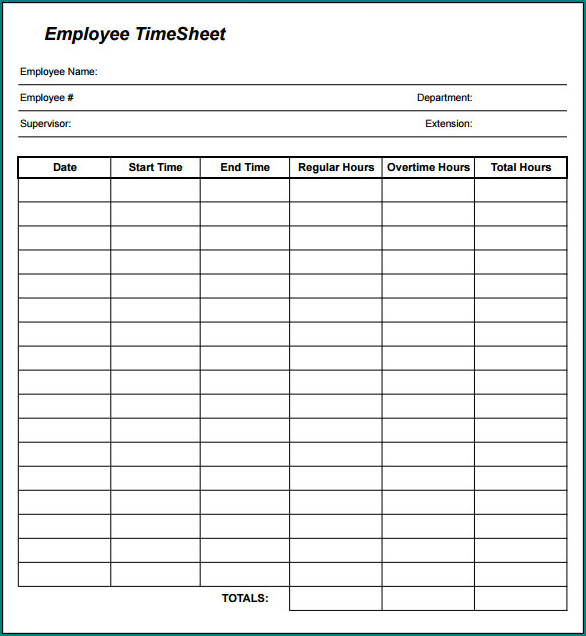 Sample of Employee Timesheet Template