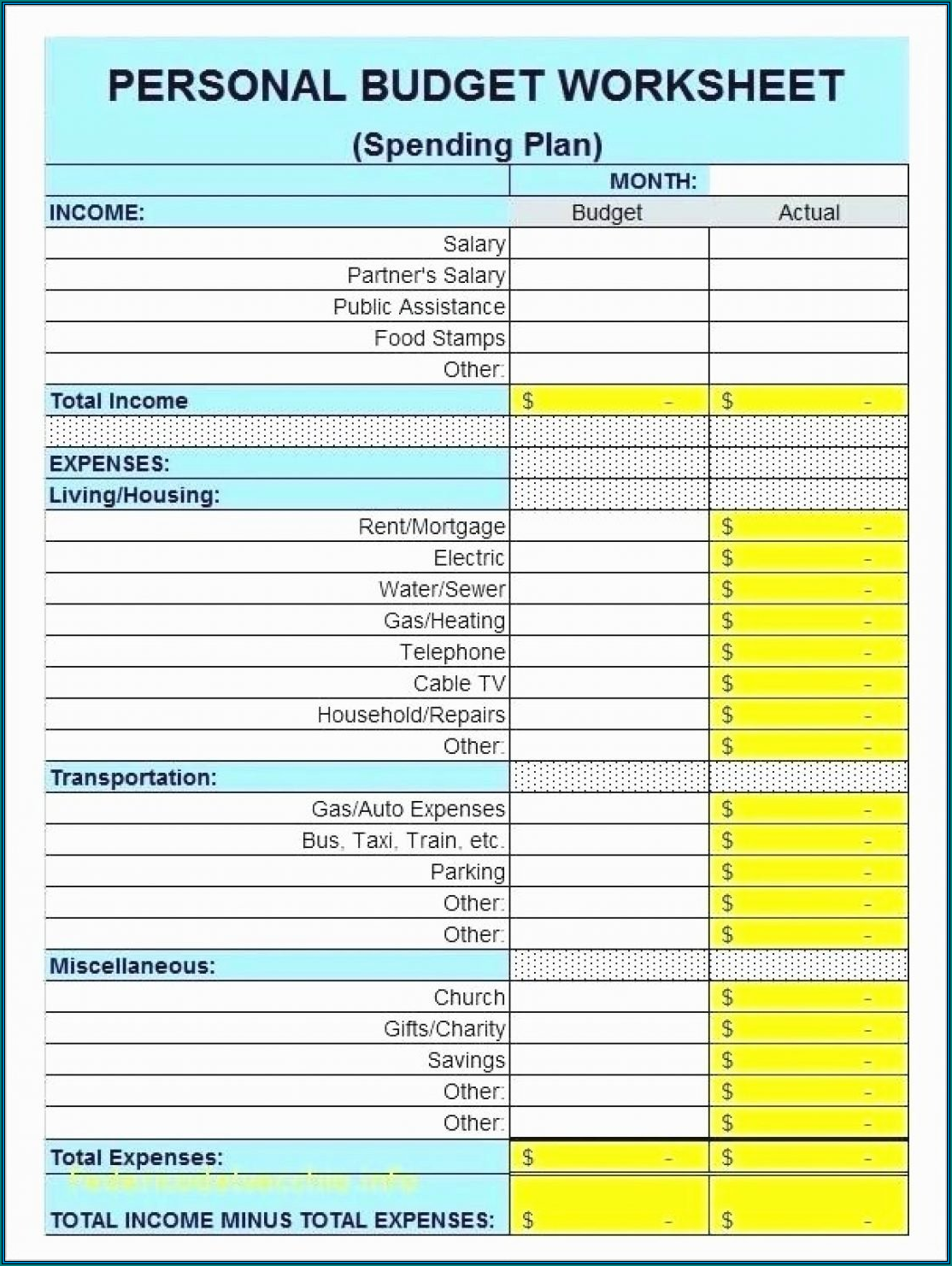 Sample of Financial Budget Template