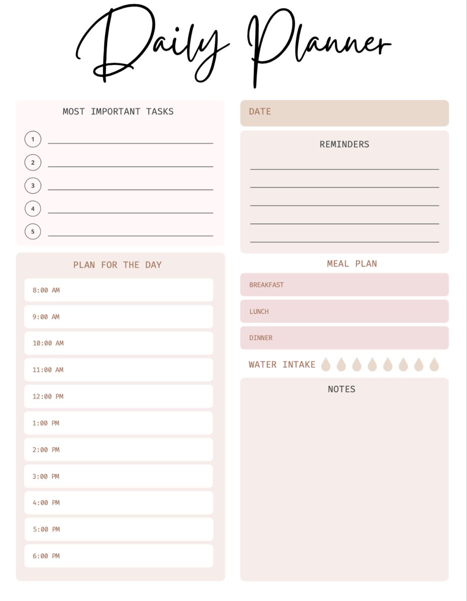 Sample of Girly Cute Homework Planner Template