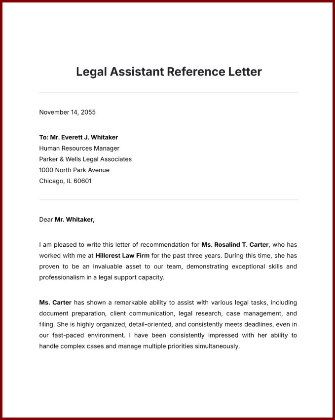 Sample of Job Reference Letter Template