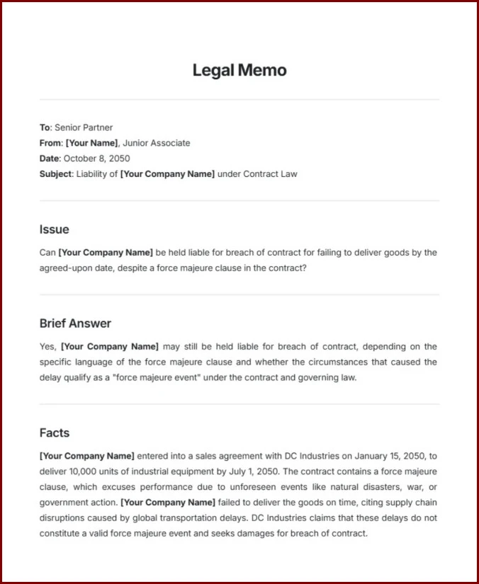 Sample of Legal Memo Template