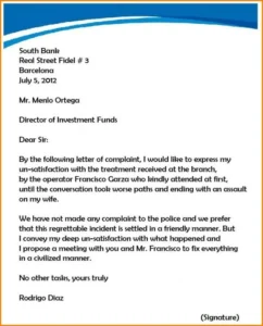 Sample of Letter of Complaint Template