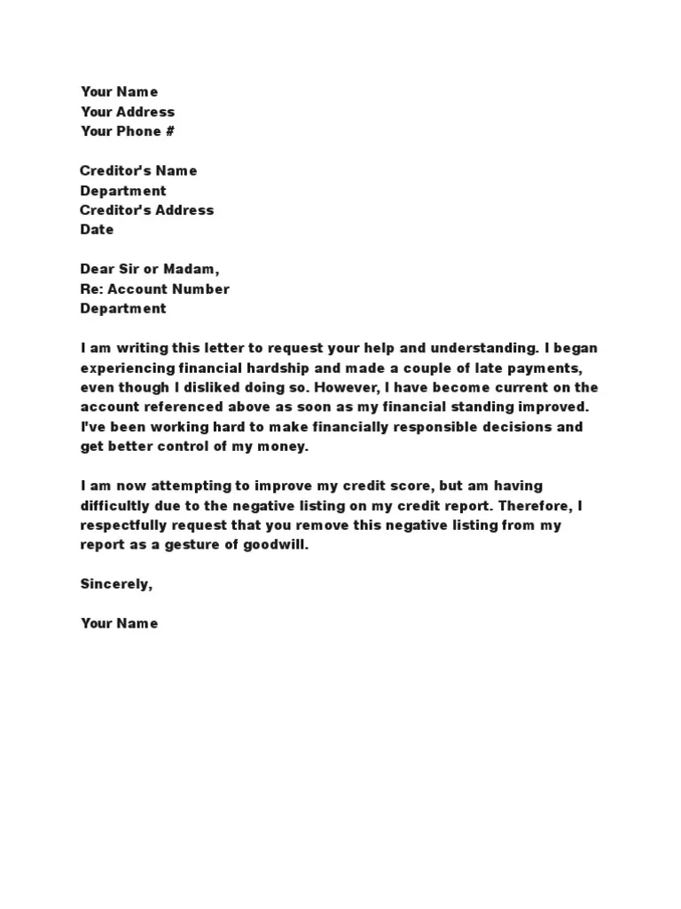 Sample of Letter of Goodwill Template