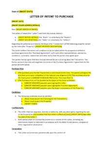 Sample of Letter of Intent to Purchase a Business