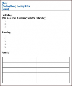 Sample of Meeting Minutes Template Word