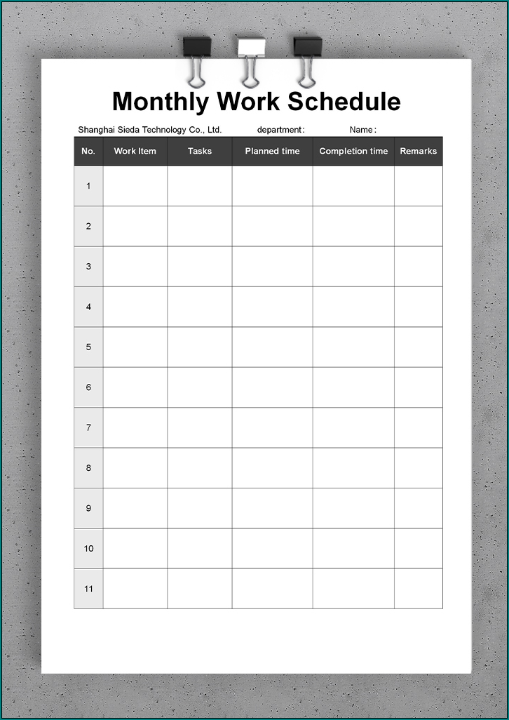 》Free Printable Monthly Work Schedule Template Bogiolo