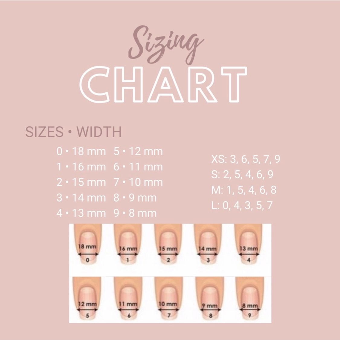 Sample of Press On Nail Sizing Chart Template