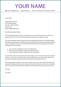 Sample of Professional Cover Letter Template
