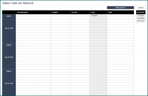 Sample of Project task List Template Excel