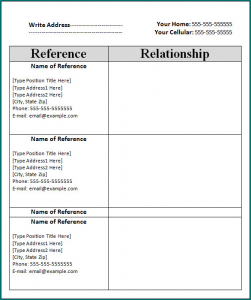 》Free Printable Reference List Template