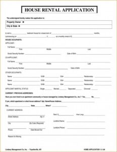 Sample of Rental Application Form