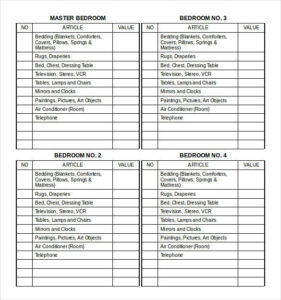 Sample of Rental Building Inventory Worksheet Template