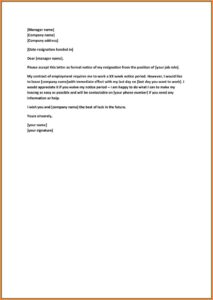 Sample of Resignation Letter without Notice