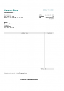 Sample of Simple Invoice Template Word
