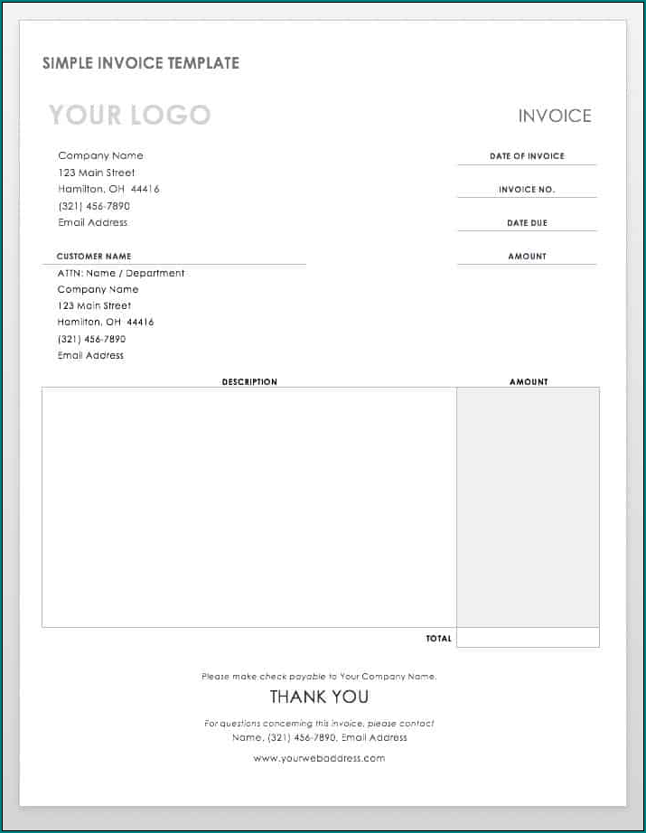 Sample of Simple Invoice Template