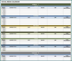 Sample of Social Media Post Schedule Template