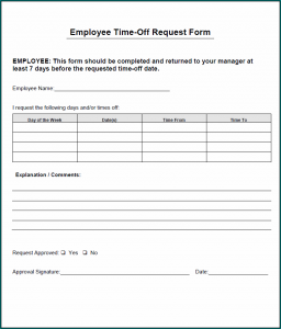 Sample of Time Off Request Form