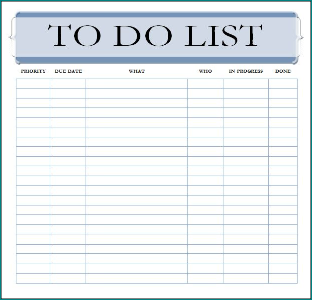 Sample of To Do Checklist Template