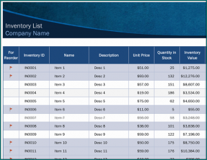 》Free Printable Warehouse Inventory List Template