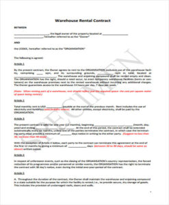 Sample of Warehouse Lease Agreement Template