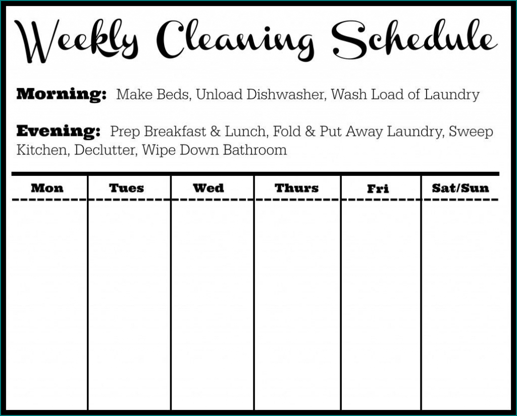 》Free Printable Weekly Cleaning Schedule Template